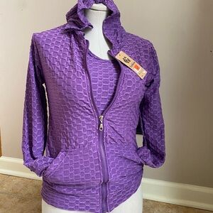 GK Fashion 2 piece top hoddie light weight jacket zip up side pockets top